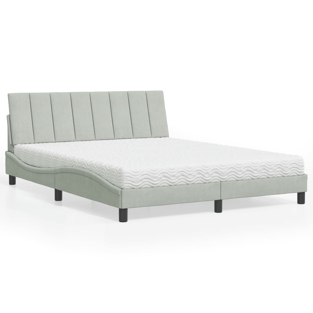 Cama com colchão hanko 160x200 cm veludo cinzento-claro