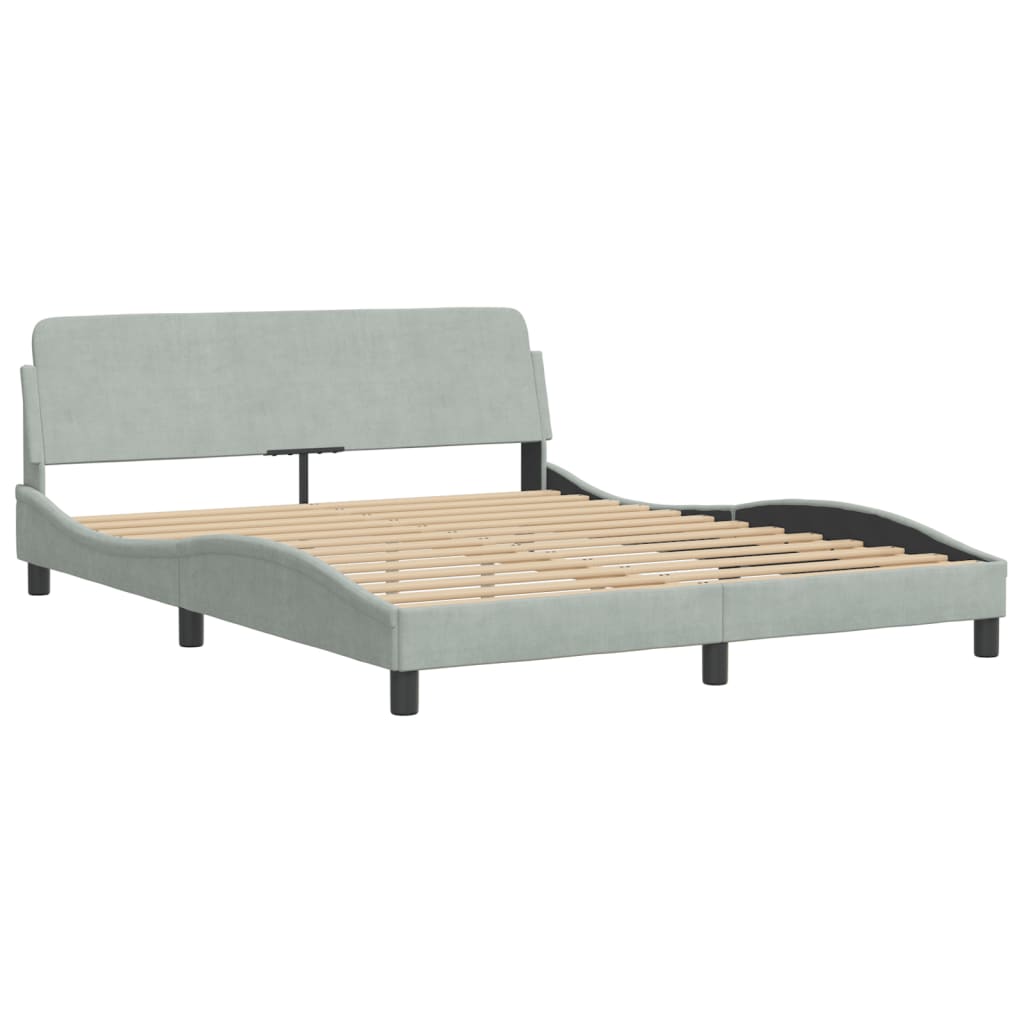 Cama com colchão hanko 160x200 cm veludo cinzento-claro