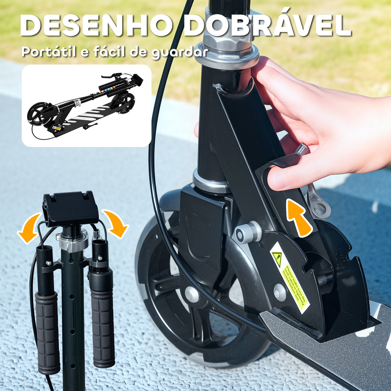 Trotinete dobrável para crianças de 3-8 anos com luzes LED guiador com 4 alturas ajustáveis travão traseiro e de mão 73x36x73-89 cm preto