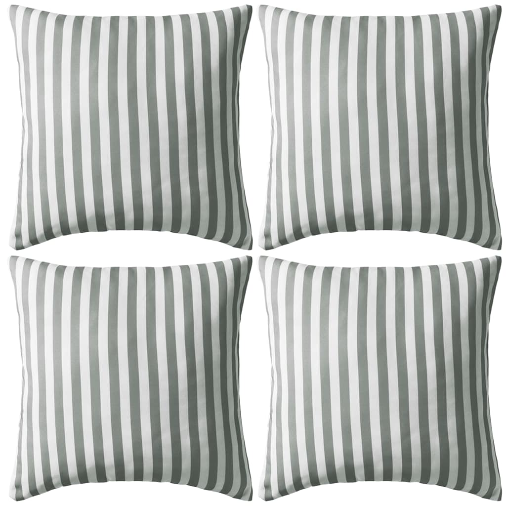 Almofadas para exterior 4 pcs 45x45 cm riscas cinzentas