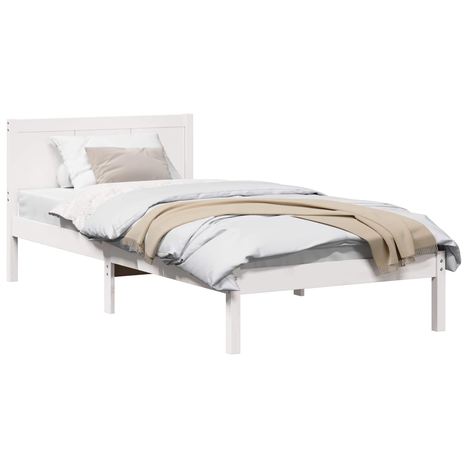Estrutura da cama branco 80 x 200 cm madeira de pinho maciça