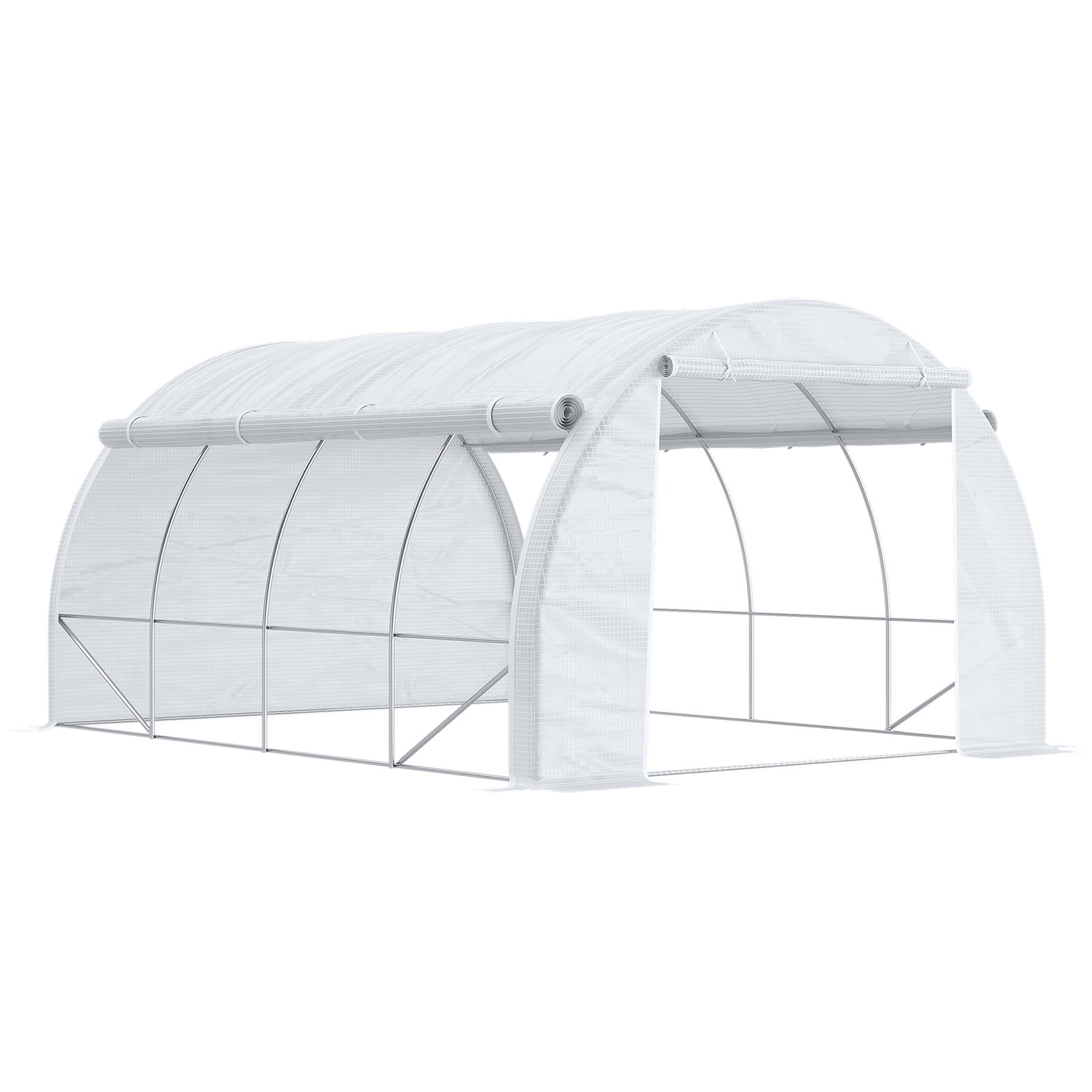 Estufa Tipo Túnel de Jardim 4x3x2m com Porta Enrolável 8 Janelas Cobertura de PE 140g/m² e Metal Galvanizado para Cultivos de Pl