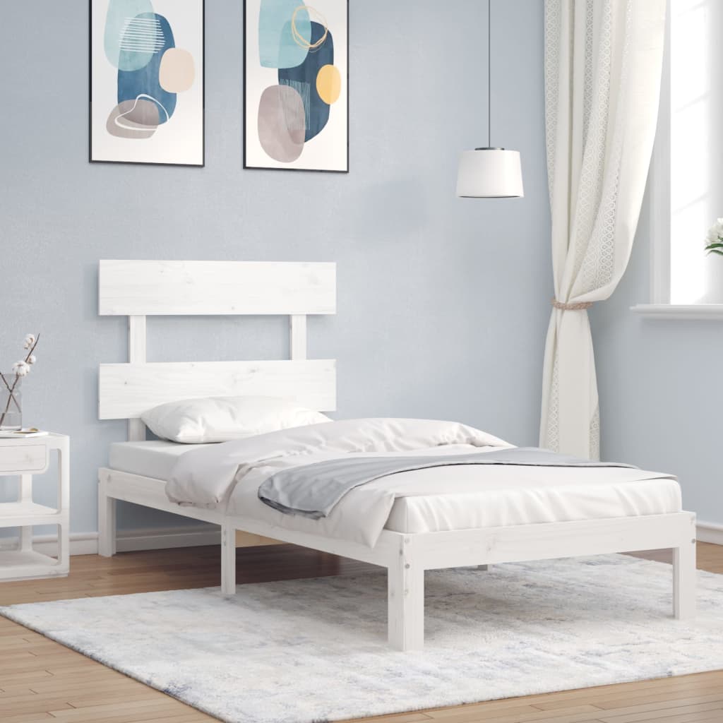 Cama sem colchão 90x200 cm madeira de pinho maciça branco