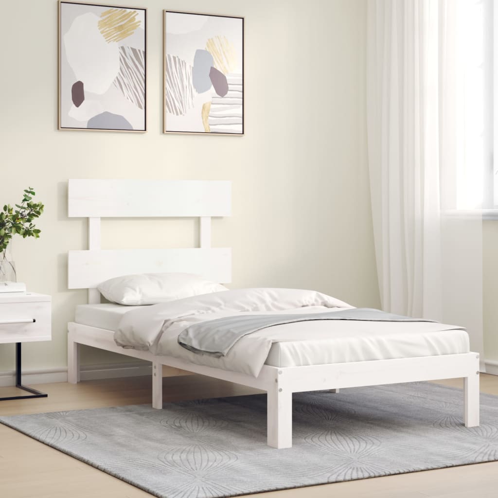 Cama sem colchão 90x200 cm madeira de pinho maciça branco