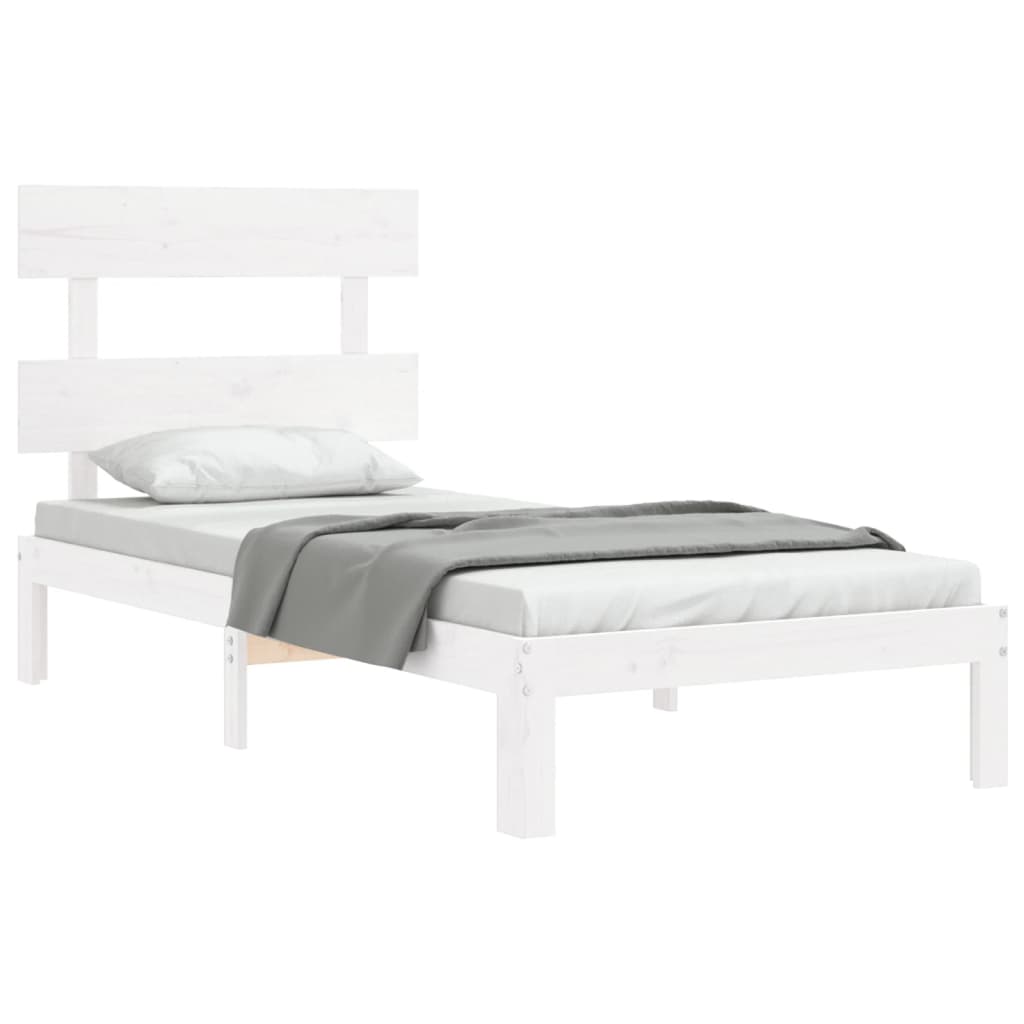 Cama sem colchão 90x200 cm madeira de pinho maciça branco