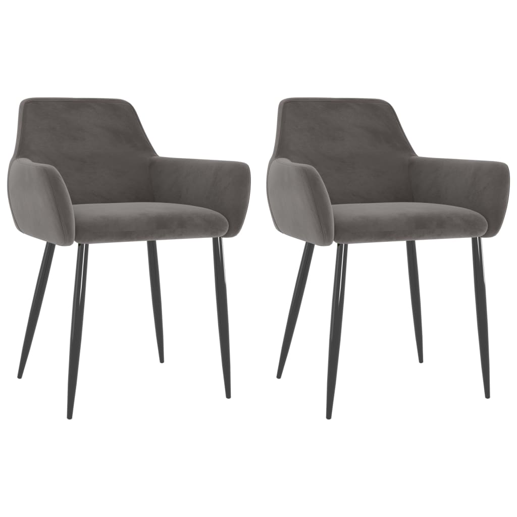 Cadeiras de jantar 2 pcs veludo cinzento-escuro