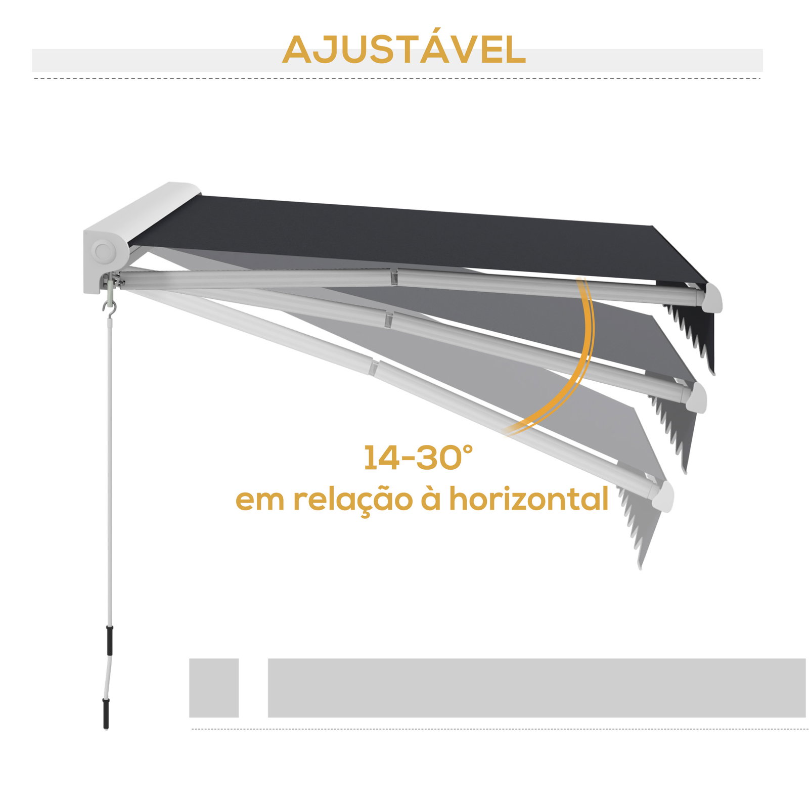 Toldo retrátil elétrico ou manual 250x200 cm toldo portátil para varanda com controlo remoto manivela manual cinzento escuro