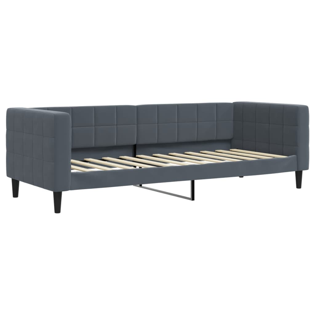 Sofá-cama com colchão 80x200 cm veludo cinzento-escuro