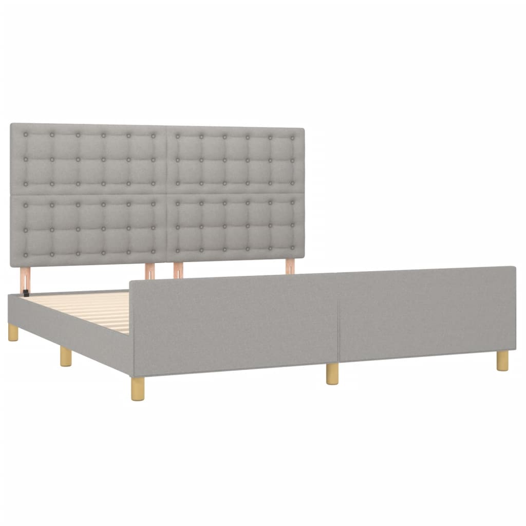Estrutura de cama sem colchão 160x200 cm tecido cinzento-claro