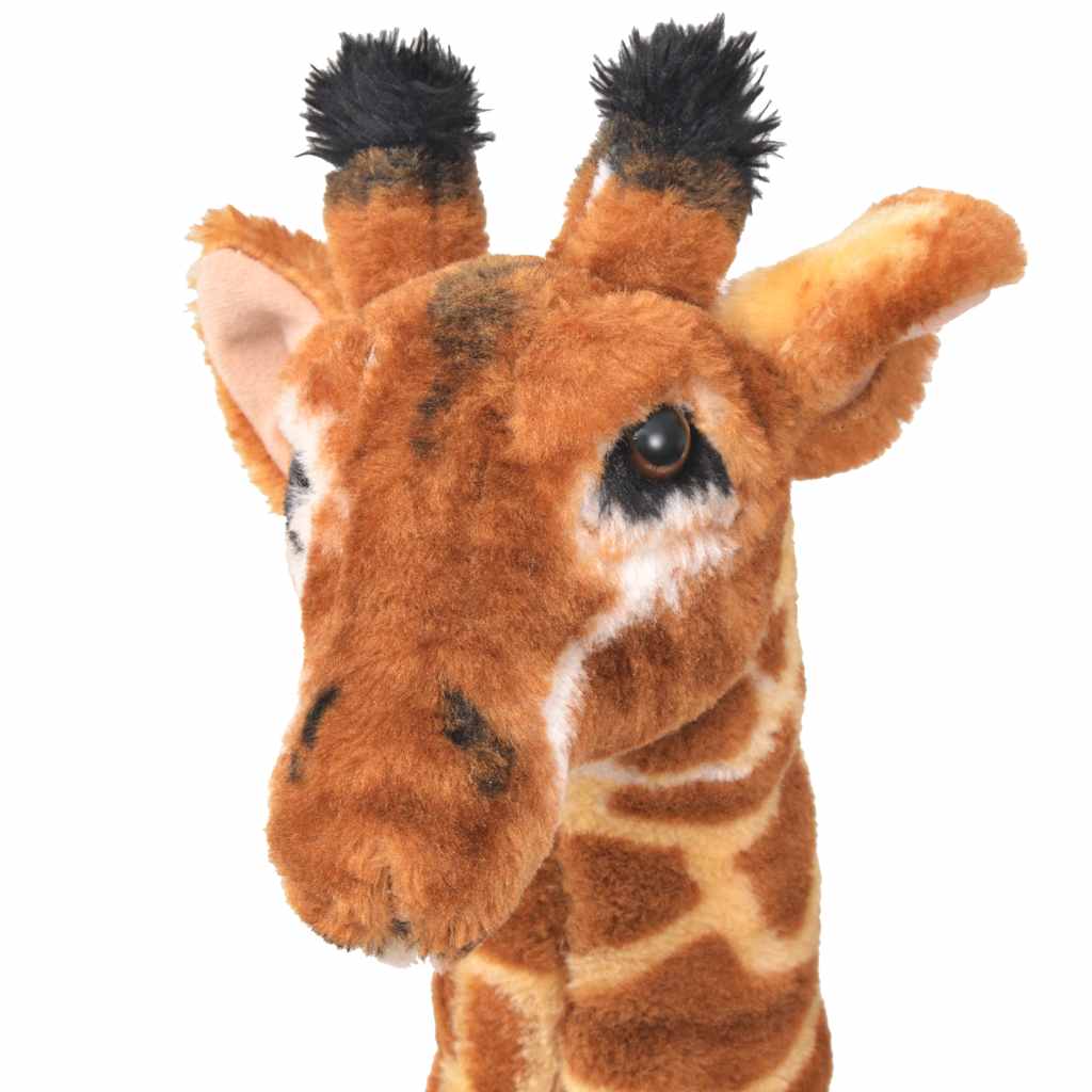 Brinquedo de montar girafa peluche castanho e amarelo xxl