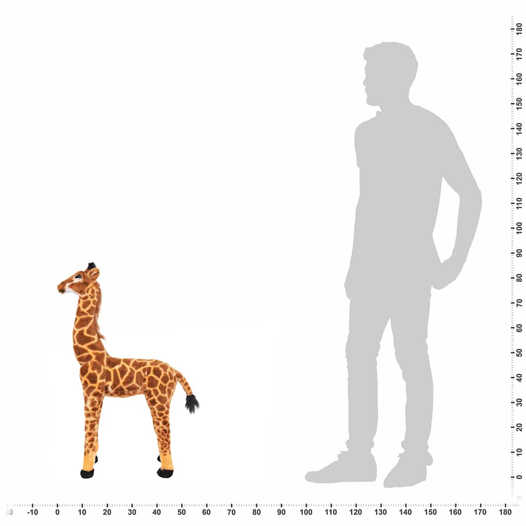 Brinquedo de montar girafa peluche castanho e amarelo xxl