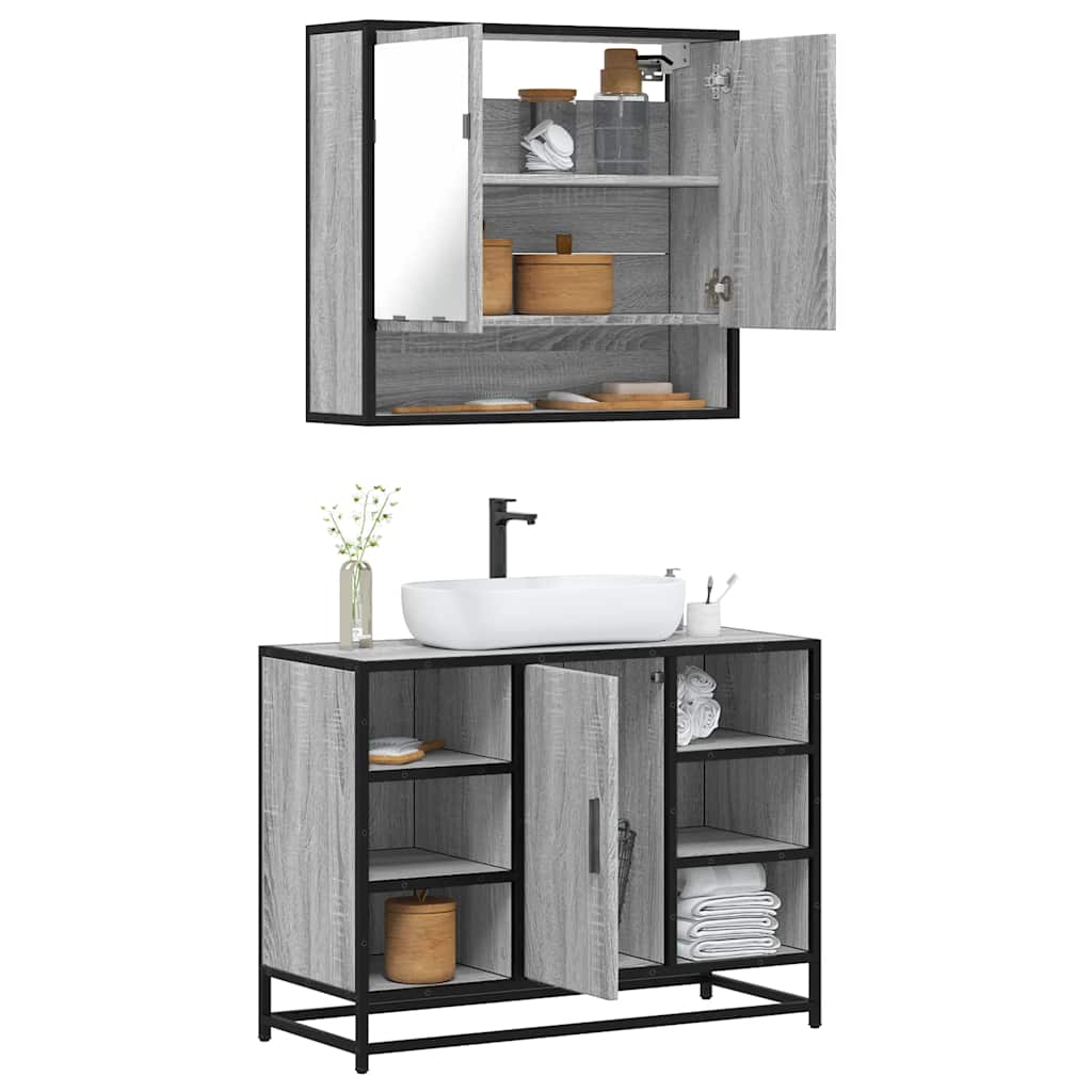 2 Pcs conjunto móveis wc derivados de madeira sonoma cinza