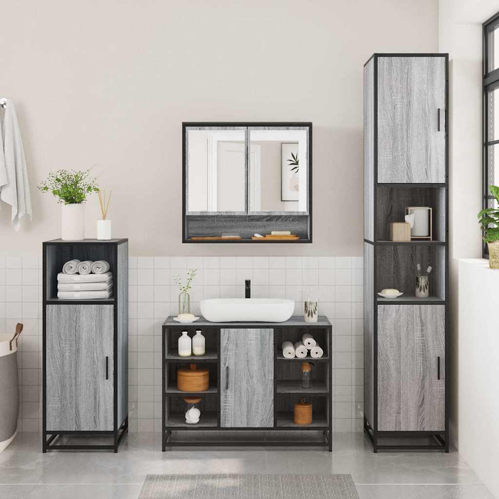 2 Pcs conjunto móveis wc derivados de madeira sonoma cinza