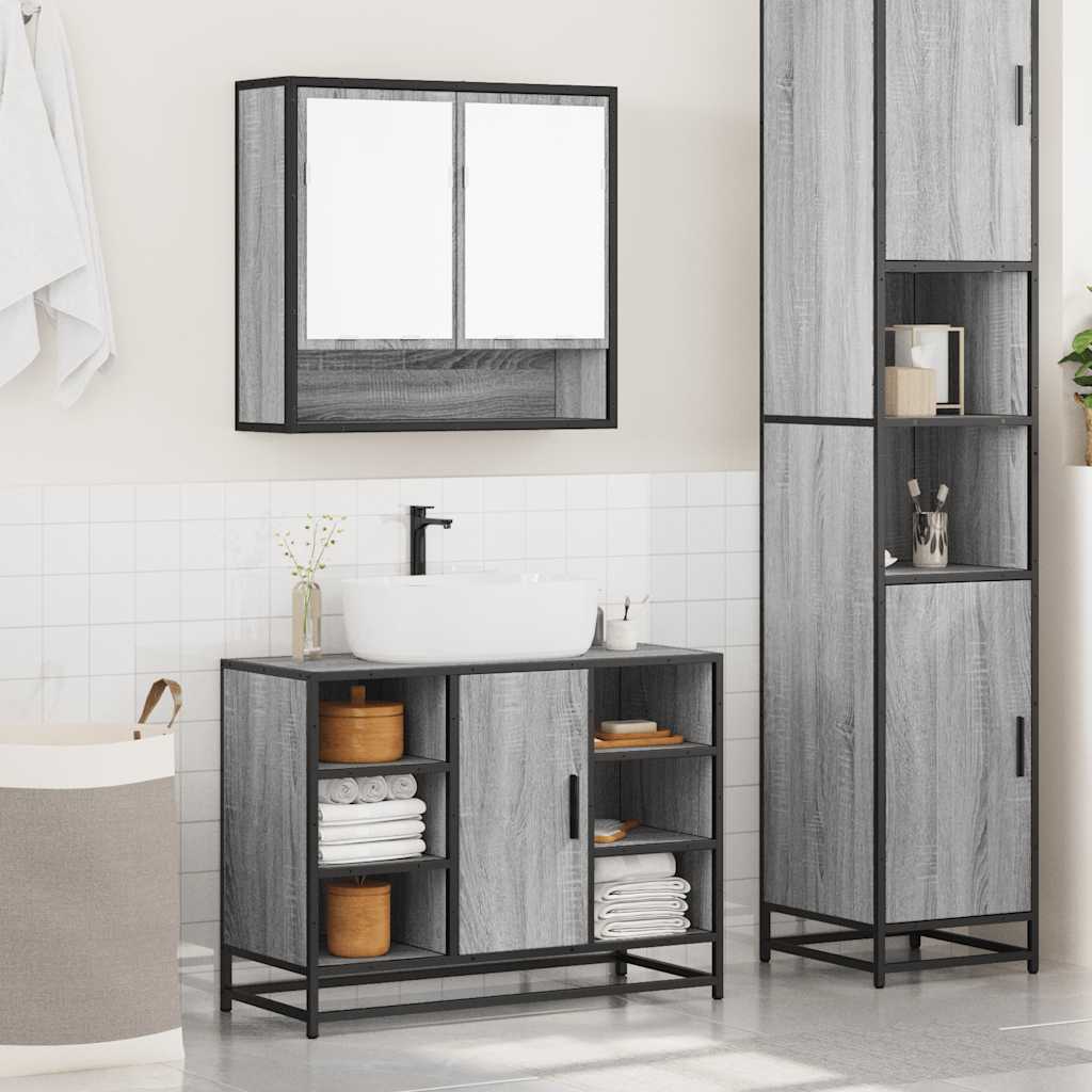 2 Pcs conjunto móveis wc derivados de madeira sonoma cinza