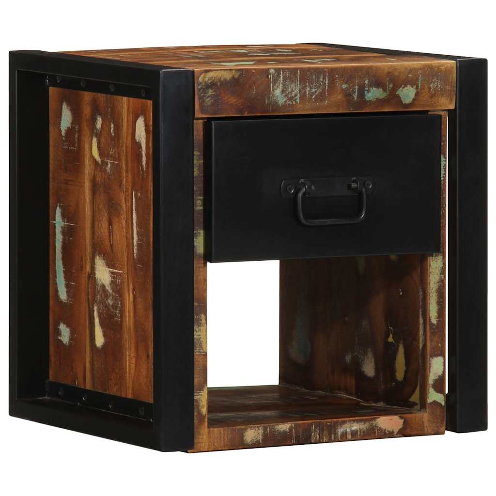 Mesa de cabeceira multicor 40x35x40cm madeira maciça recuperada
