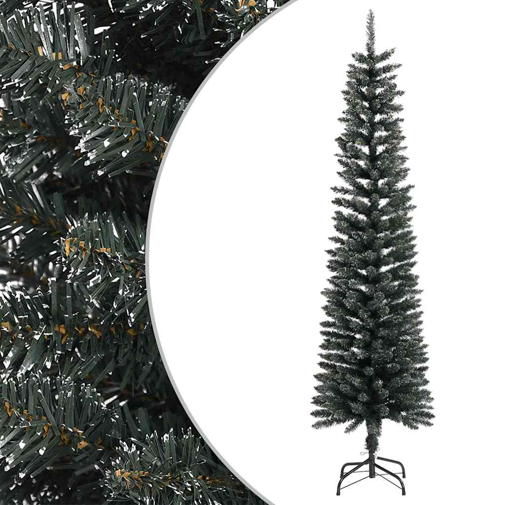 Árvore de natal artificial fina com suporte 180 cm PVC verde