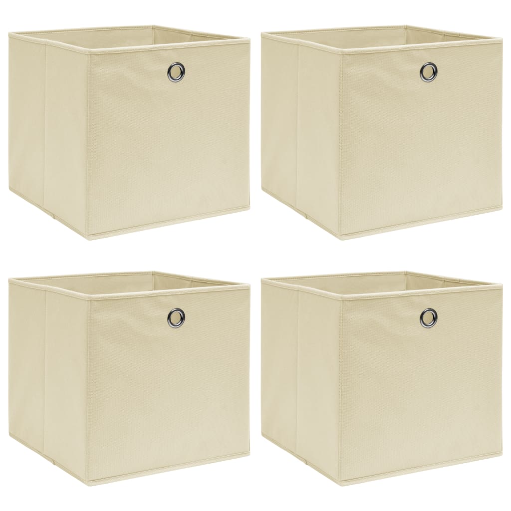 Caixas de arrumação 4 pcs 32x32x32 cm tecido creme