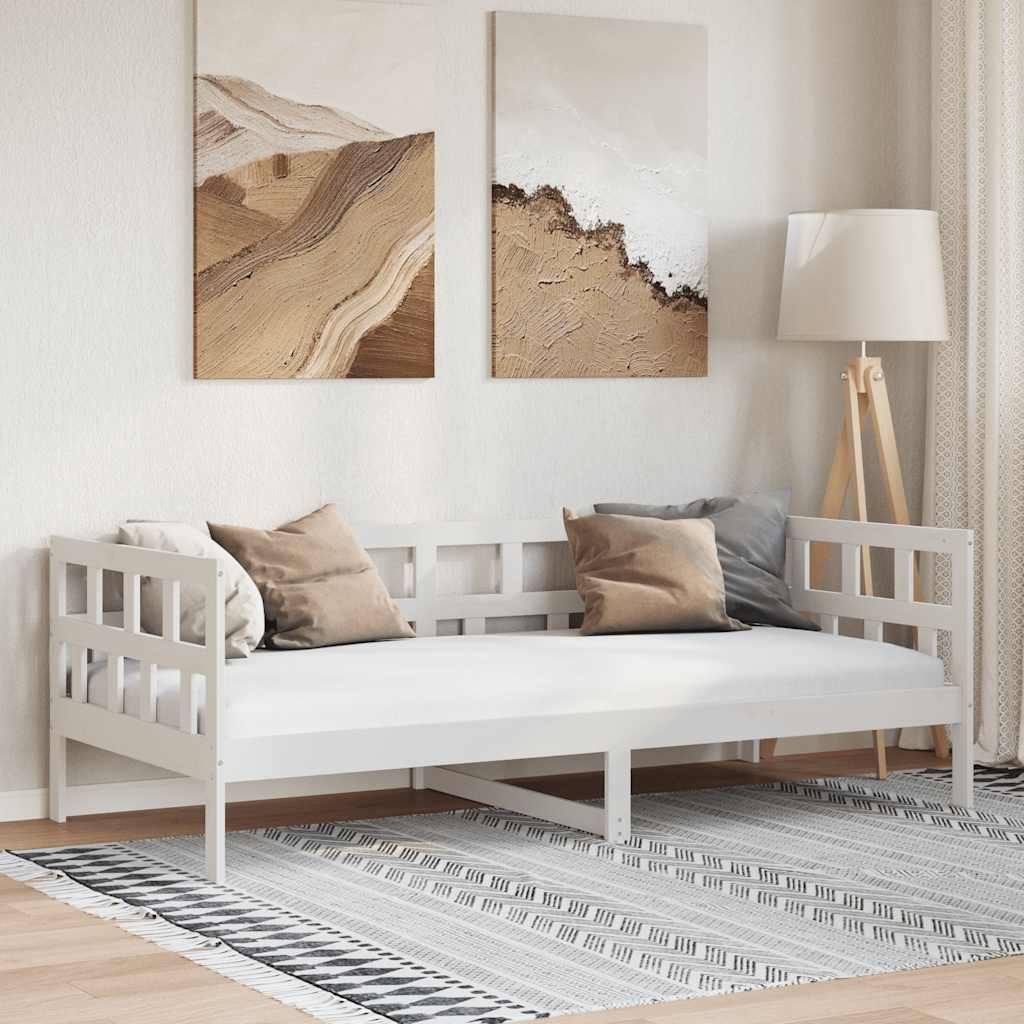 Sofá-cama 90x200 cm madeira de pinho maciça branco