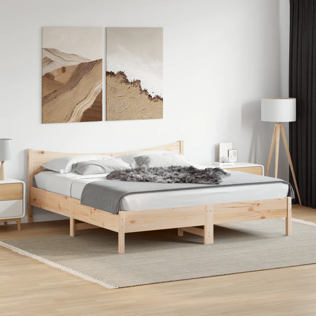 Cama sem colchão 200x200 cm madeira de pinho maciça