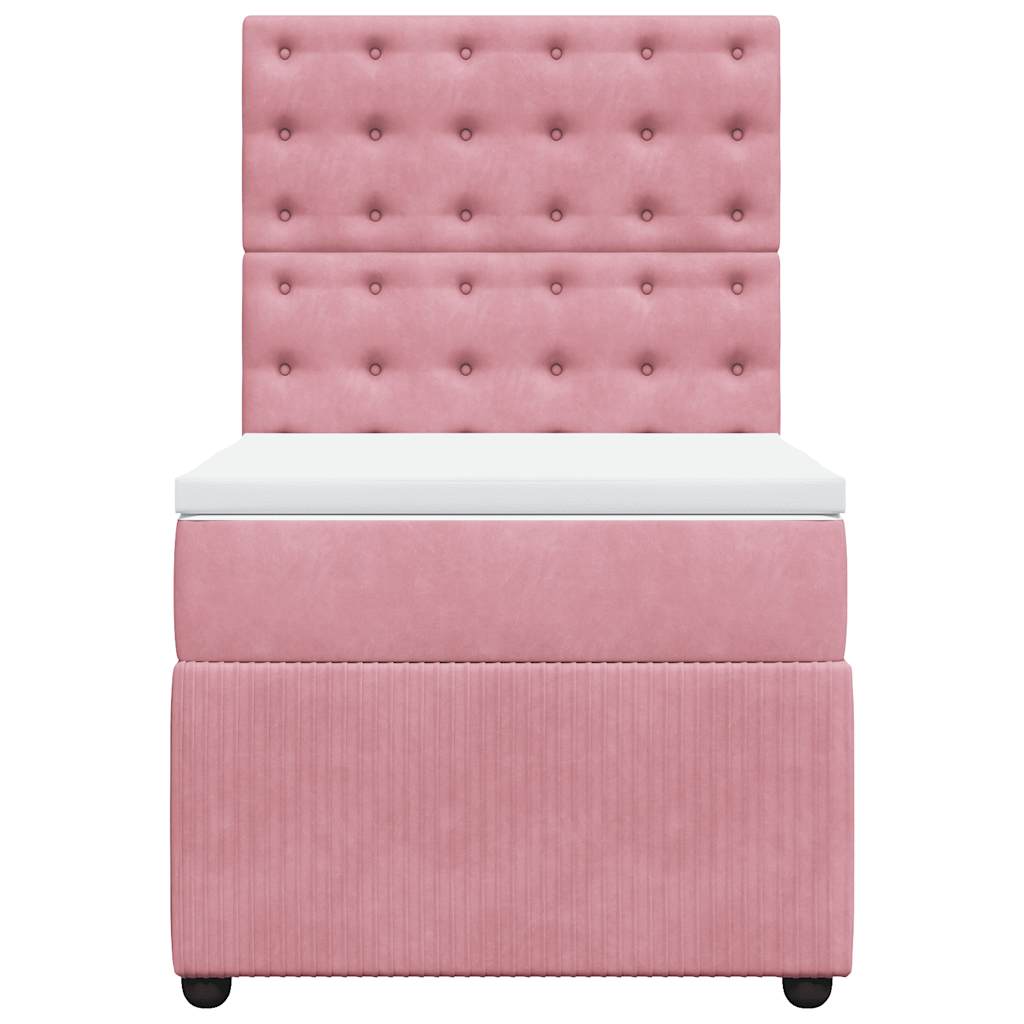 Cama com molas/colchão 90x200 cm veludo rosa