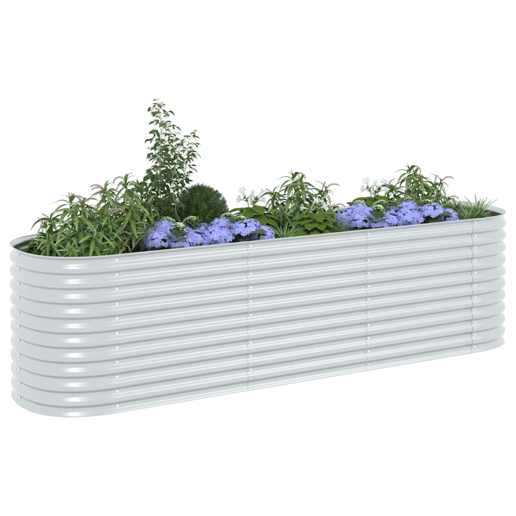 Canteiro elevado de jardim aço galvanizado 320x80x81cm prateado