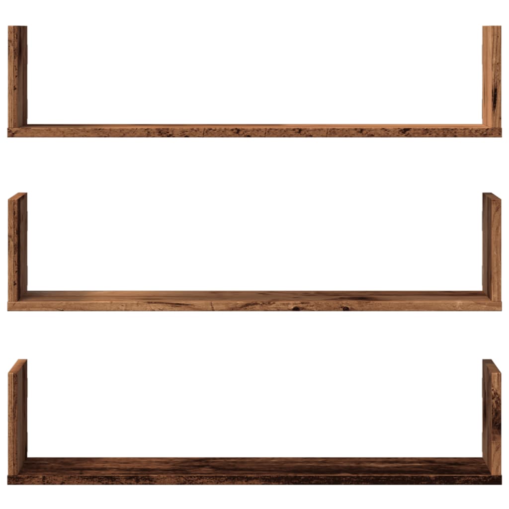 Prateleiras de parede 3 pcs derivados de madeira madeira velha