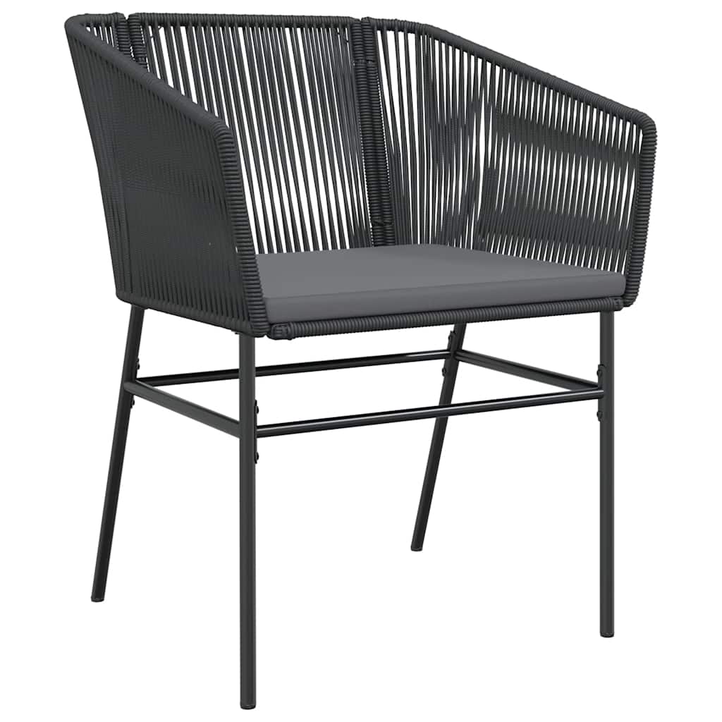 Conjunto de jantar jardim 5 peças almofadas vidro vime PE preto