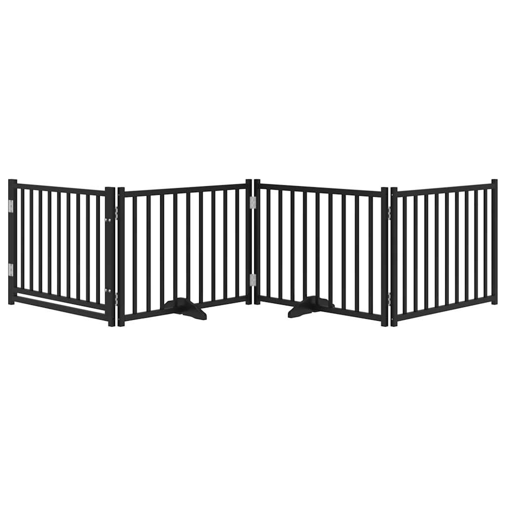 Portão p/ cães com porta dobrável 4 painéis 320 cm abeto preto