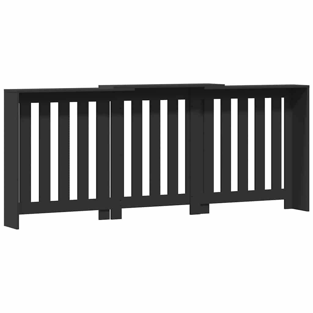 Cobertura de radiador 205x21,5x83,5 cm derivados madeira preto