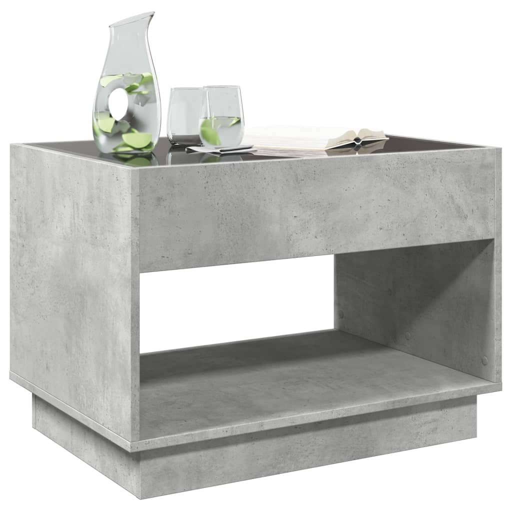 Mesa de centro luzes LED infinity 70x50x50 cm cinzento cimento