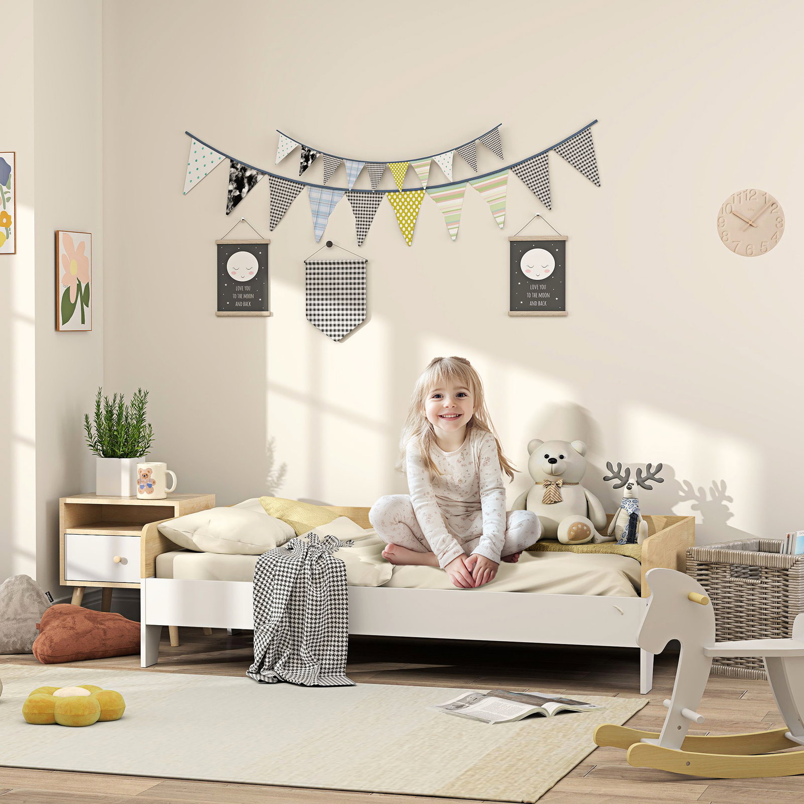 Cama para crianças acima de 3 anos 143,5x74x40 cm cama de madeira para crianças carga 80 kg para dormitório branco e madeira