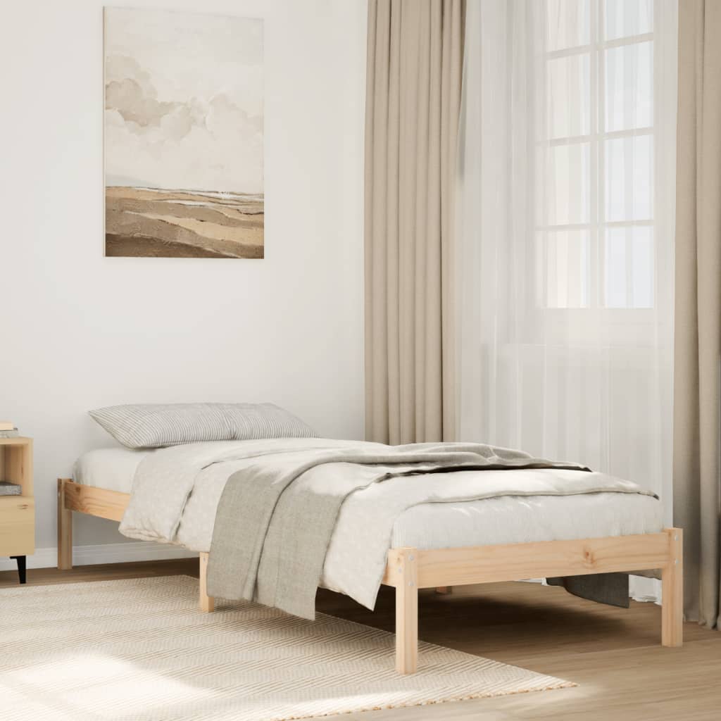 Cama extra longa sem colchão 100x210 cm madeira de pinho maciça