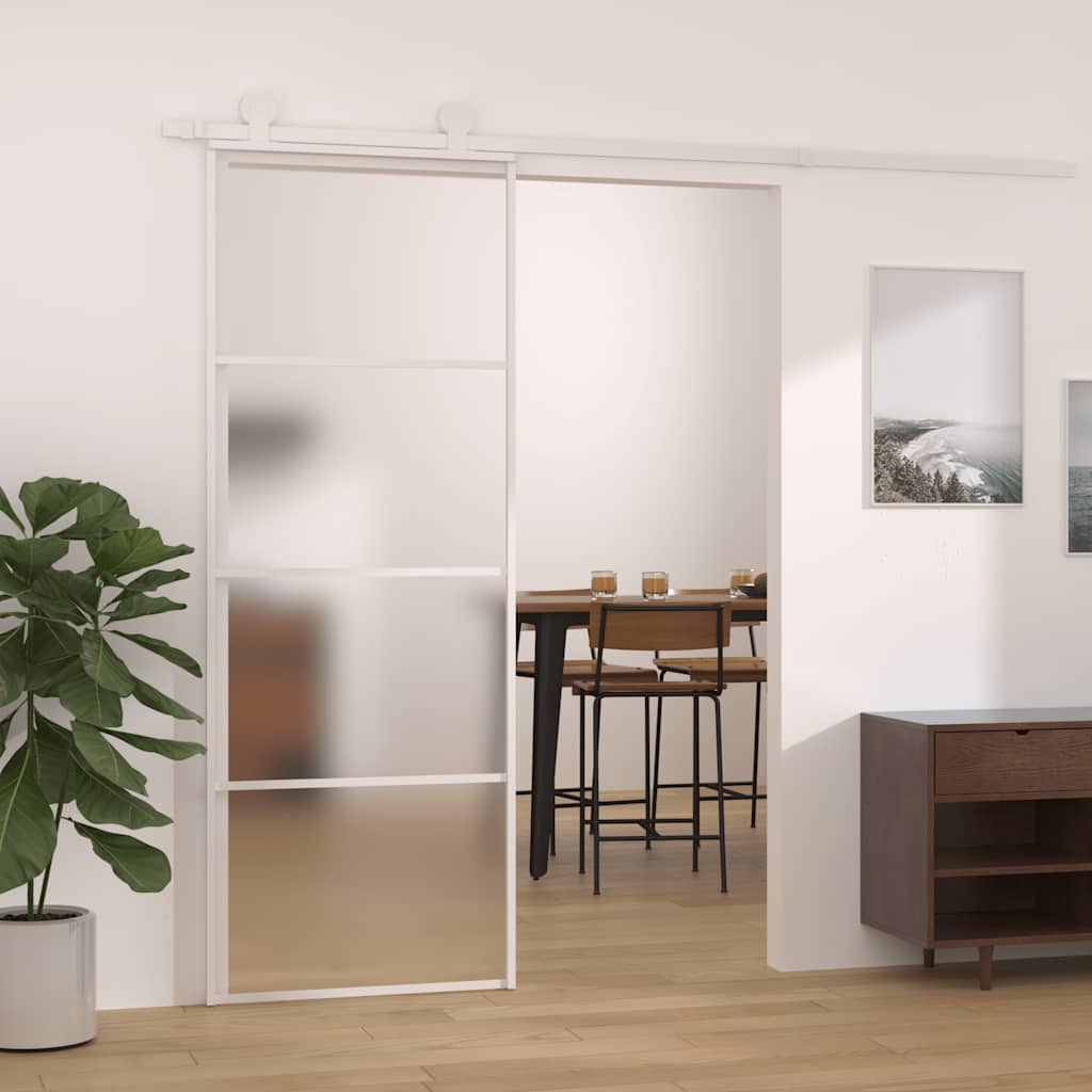 Porta deslizante em vidro esg fosco e alumínio 76x205 cm branco