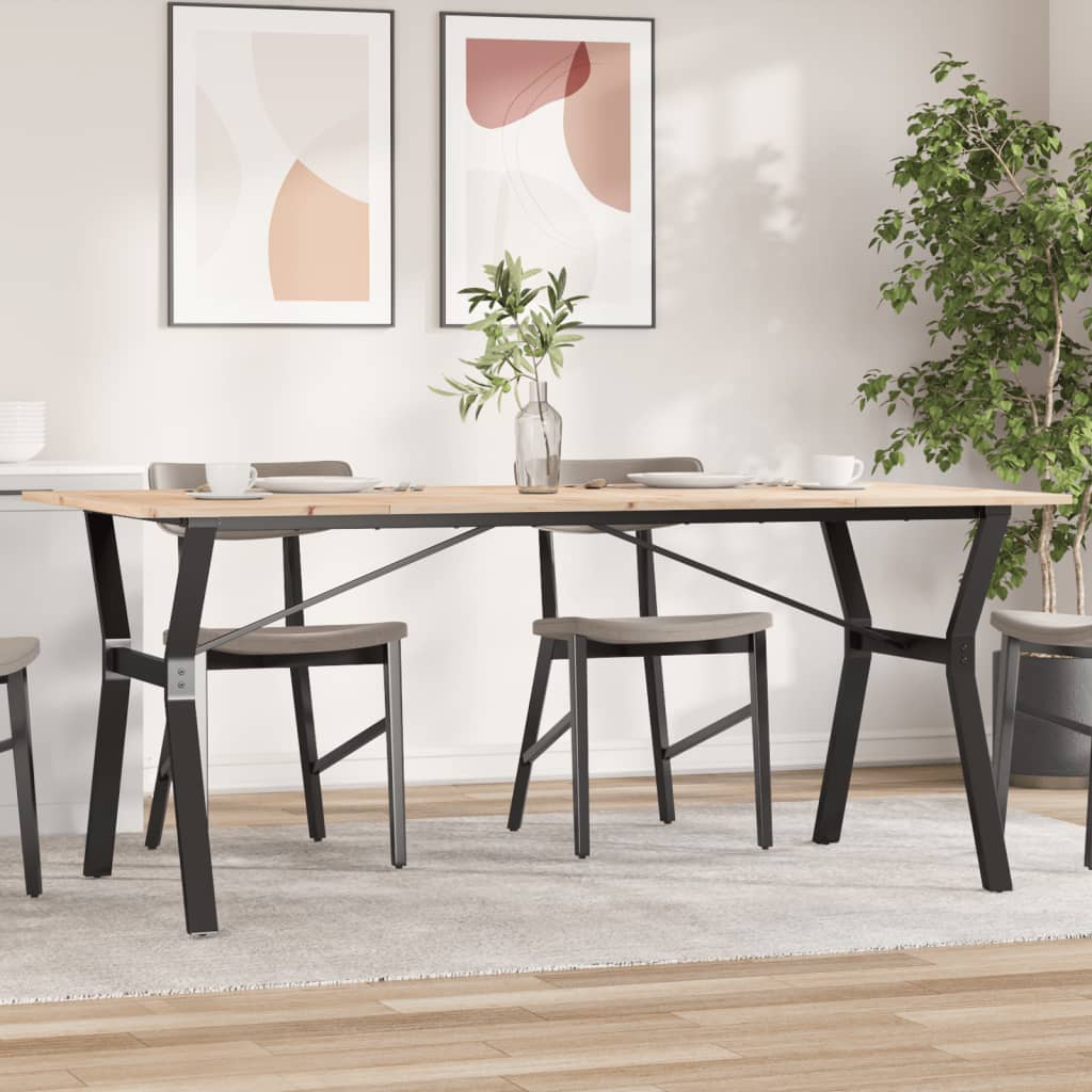 Mesa de jantar estrutura em y 180x90x75cm pinho e aço