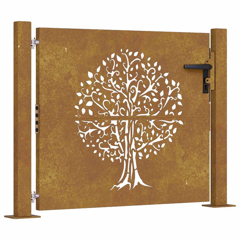 Portão de jardim 100x75 cm em aço corten com design de árvore