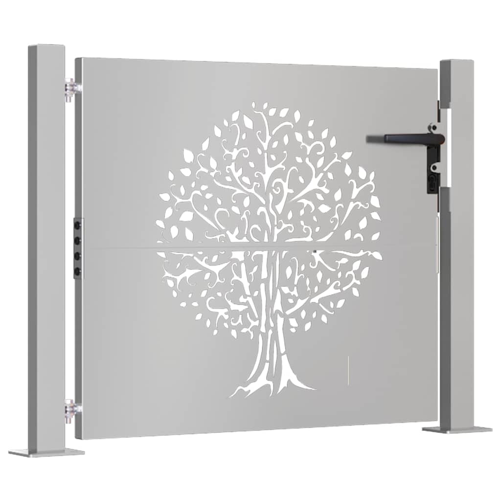 Portão de jardim 100x75 cm em aço corten com design de árvore