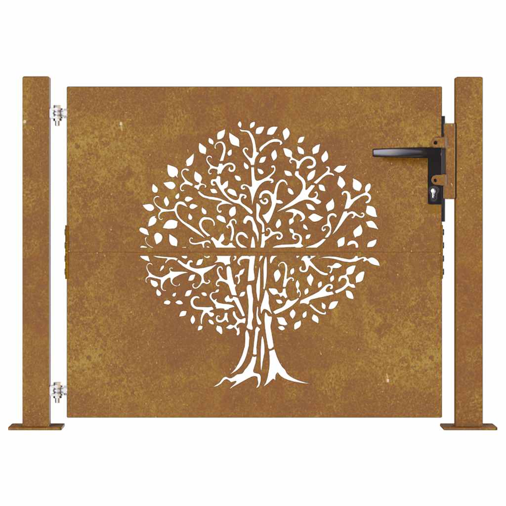Portão de jardim 100x75 cm em aço corten com design de árvore