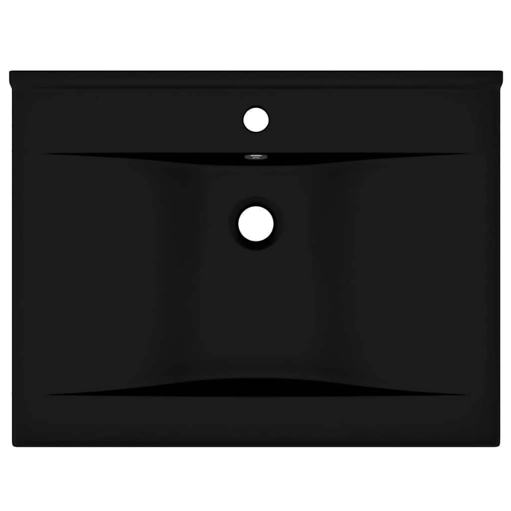 Lavatório c/ orifício de torneira 60x46 cm cerâmica preto mate