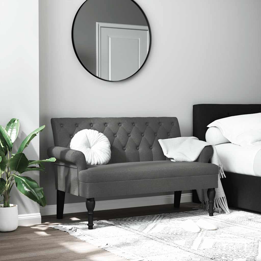 Banco com encosto cinza escuro 120x62x75,5 cm tecido