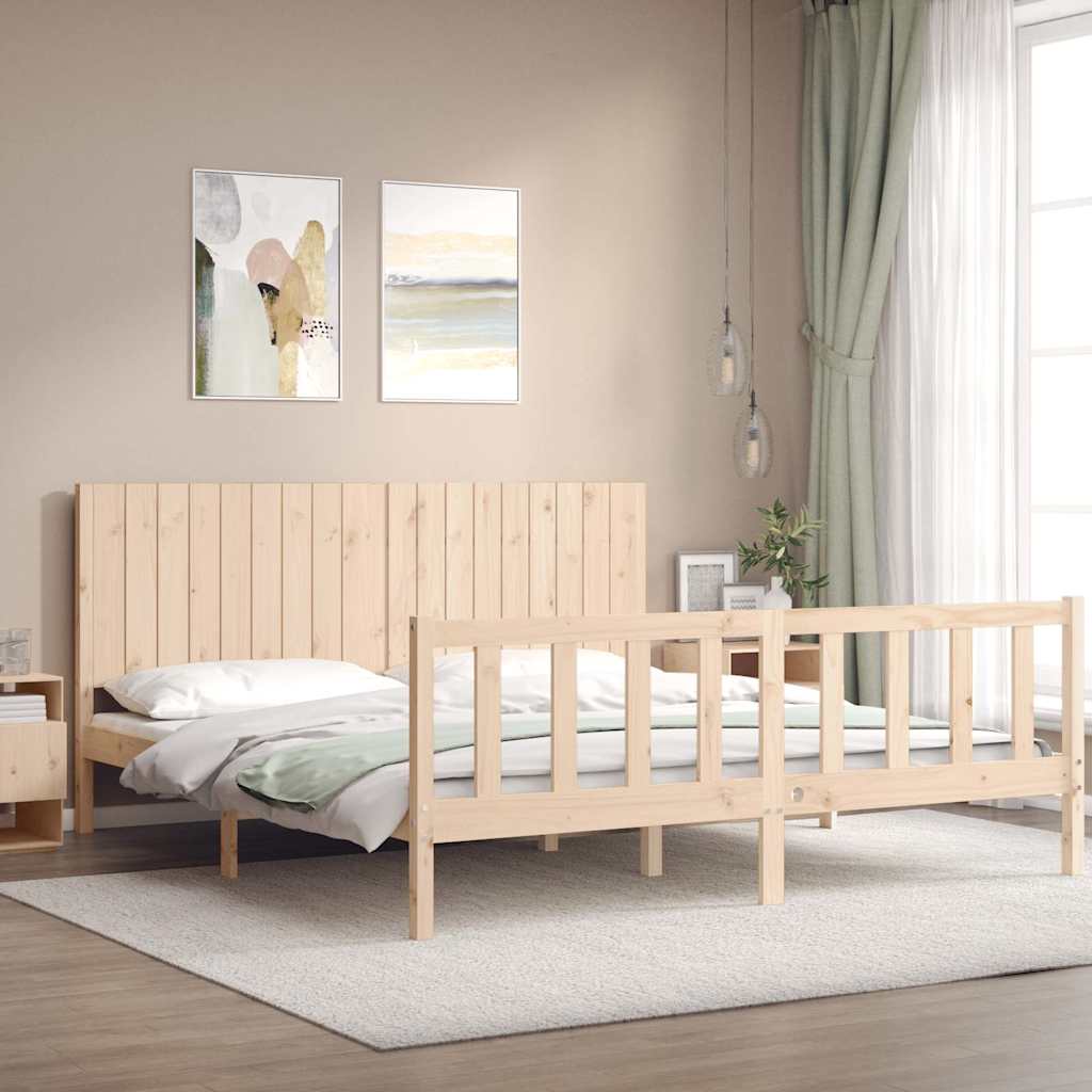 Estrutura de cama super king size com cabeceira madeira maciça