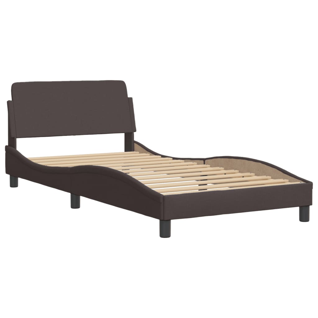 Cama com colchão dover 100x200 cm tecido castanho-escuro
