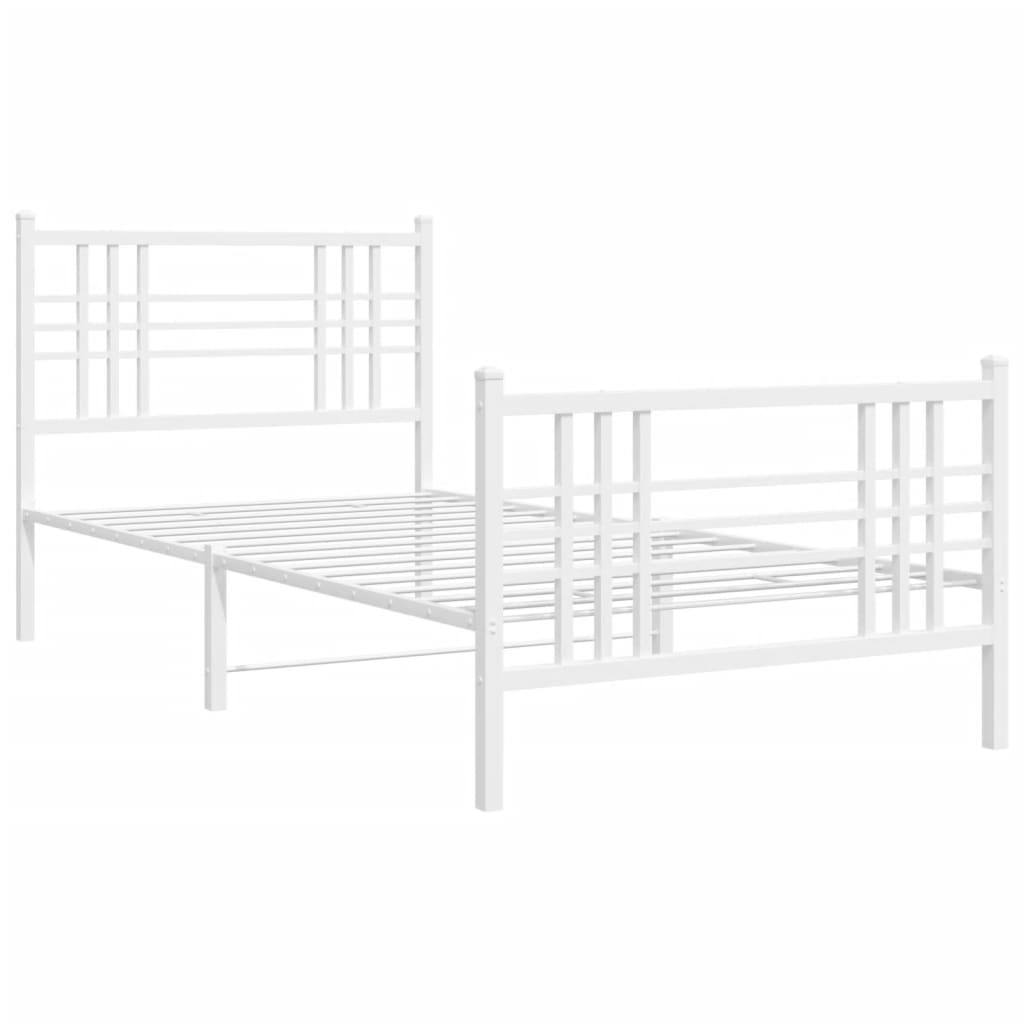 Estrutura de cama com cabeceira e pés 100x200 cm metal branco