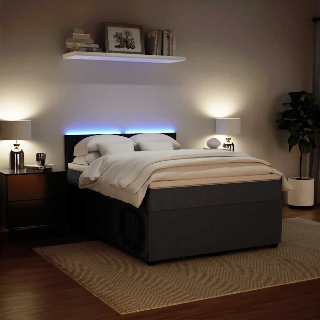 Cama com molas/colchão 140x190 cm veludo cinzento-escuro