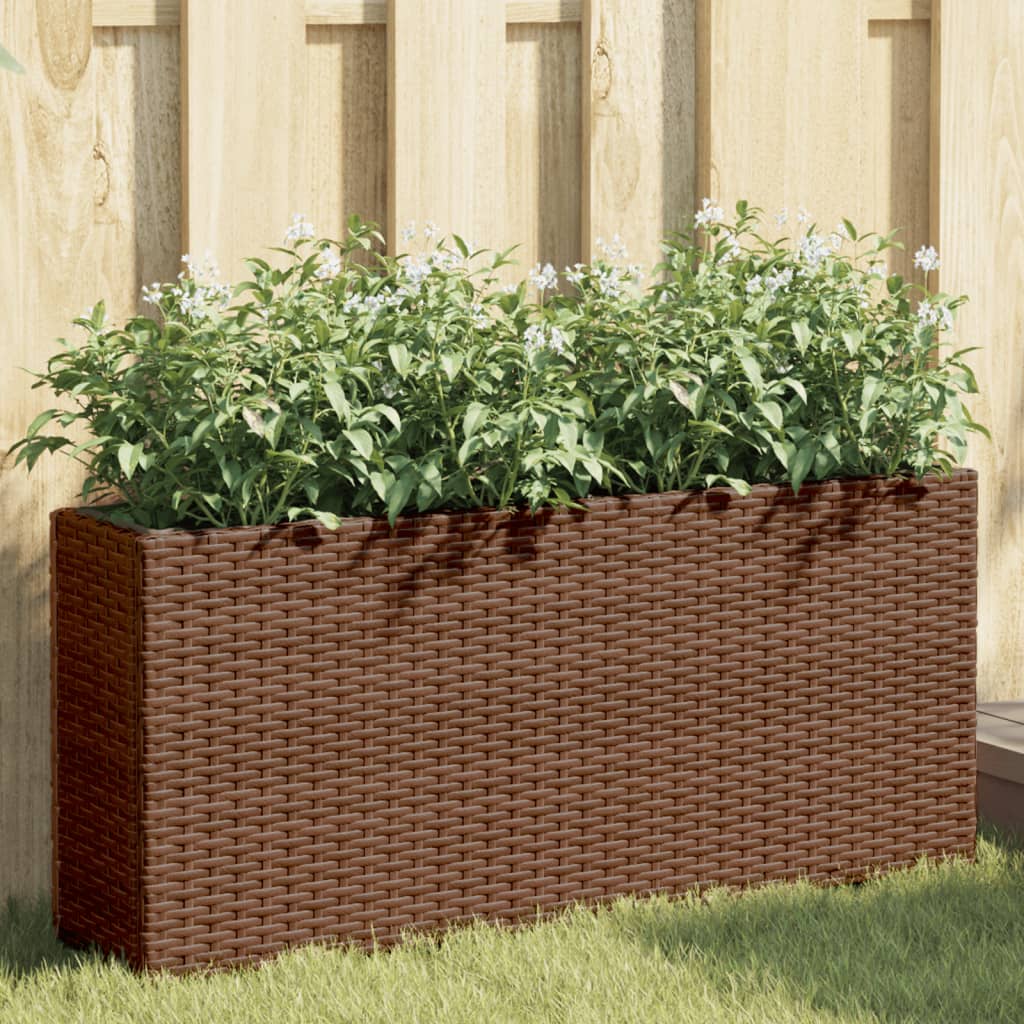 Floreira de jardim com 2 vasos 2pcs 90x20x40cm vime PE castanho