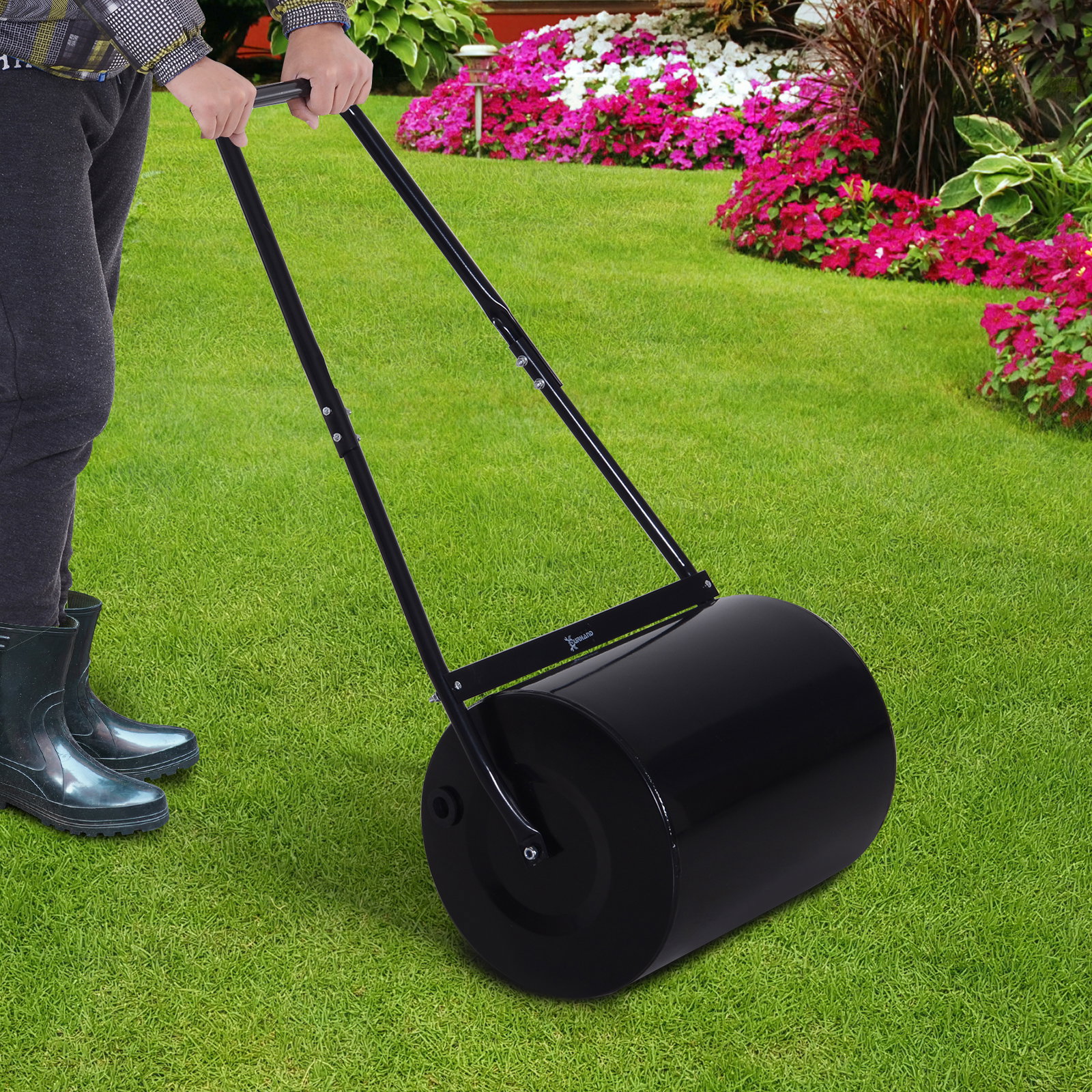 Rolo de jardim 30l de aço preenchido com água ou areia 32x40cm cabo destacável
