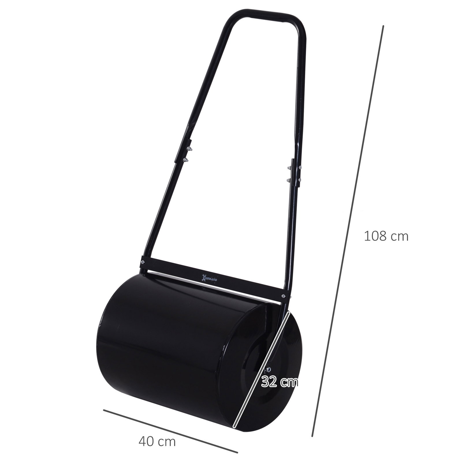 Rolo de jardim 30l de aço preenchido com água ou areia 32x40cm cabo destacável
