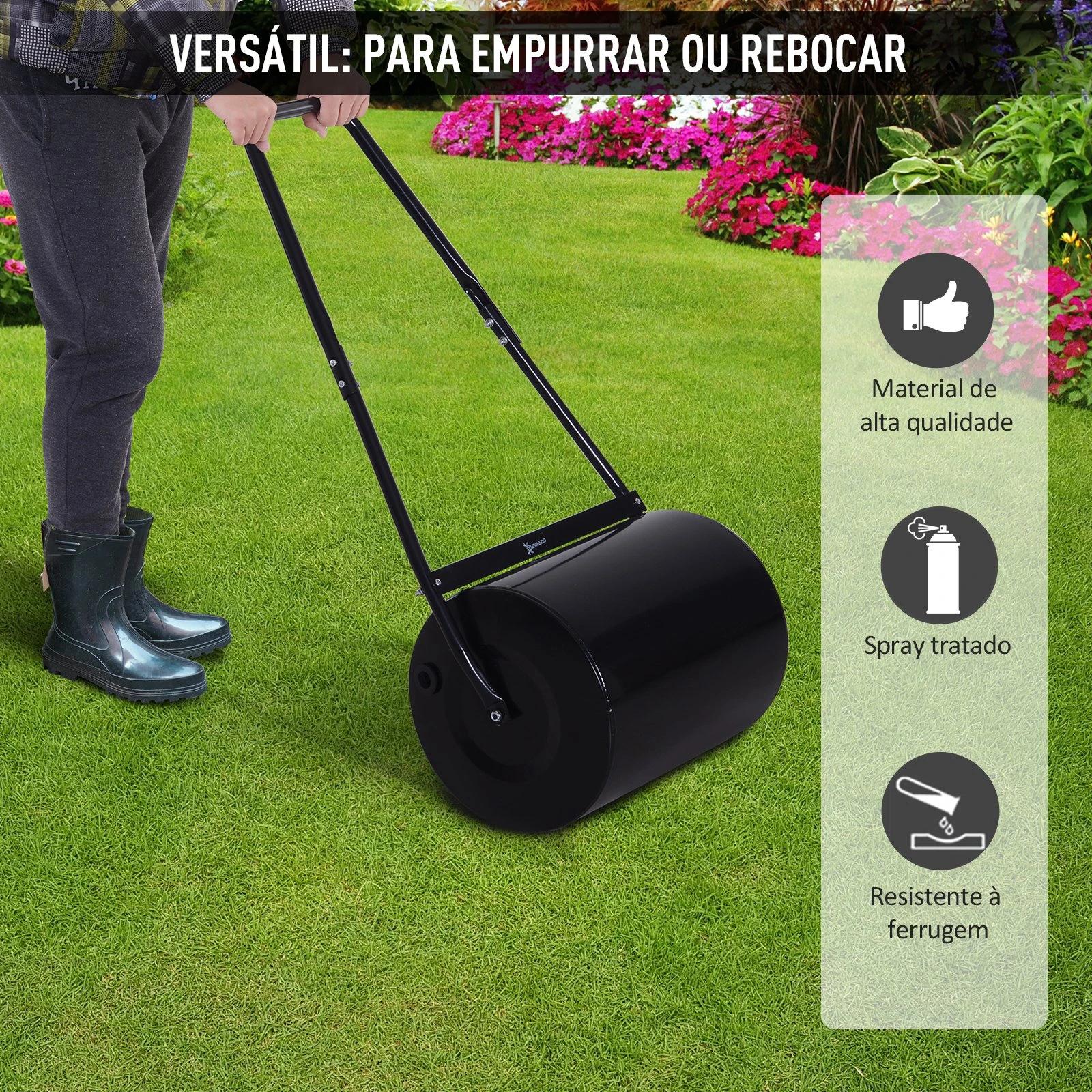 Rolo de jardim 30l de aço preenchido com água ou areia 32x40cm cabo destacável