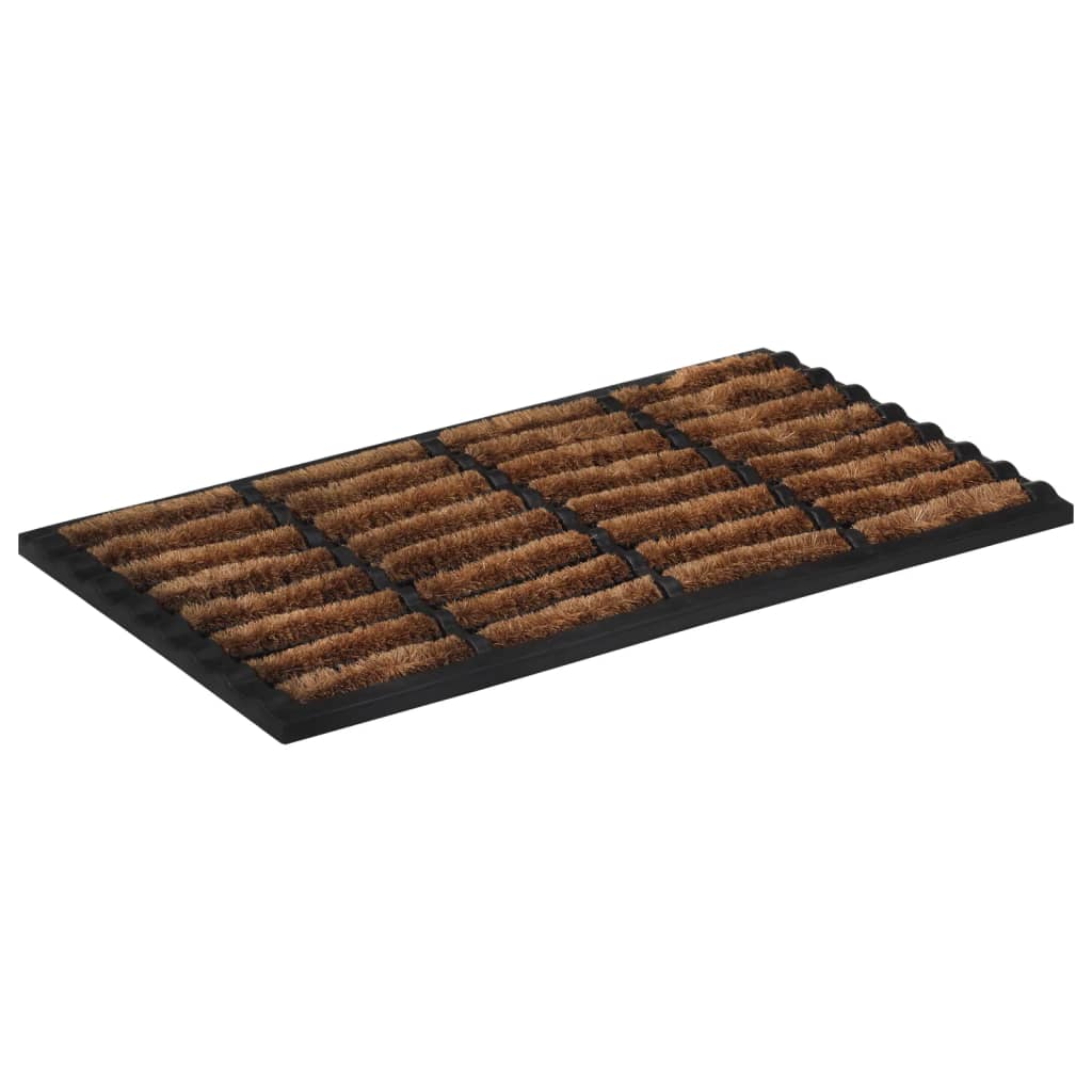 Tapete de porta retangular 45x75 cm borracha e fibra de coco