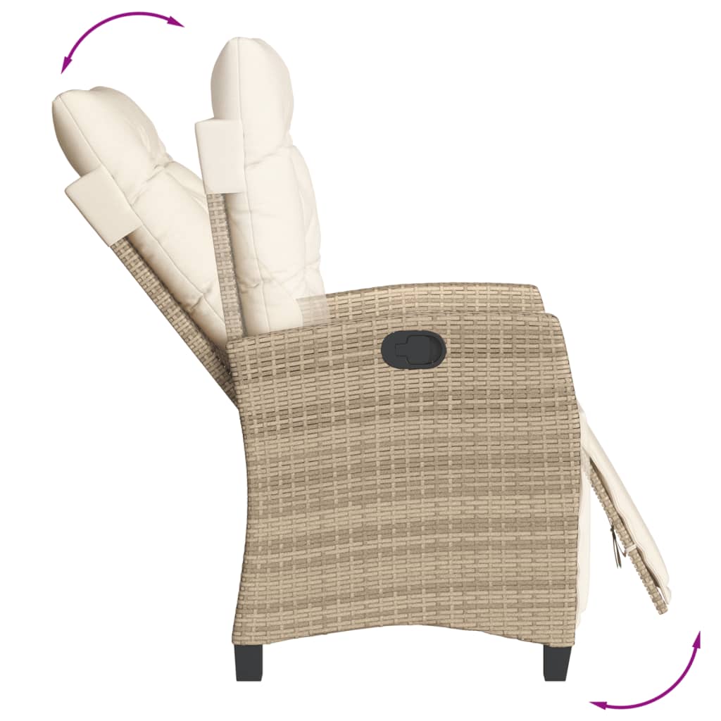 9 Pcs conjunto de jantar p/ jardim com almofadões vime PE bege