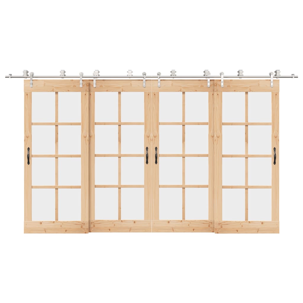 Kit ferragens p/ porta deslizante 400cm aço inoxidável prateado